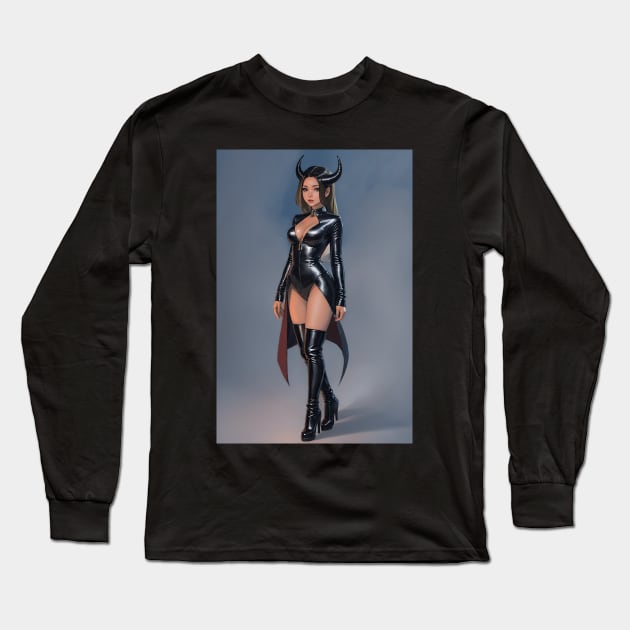 Devil Girl Long Sleeve T-Shirt by Tazlo